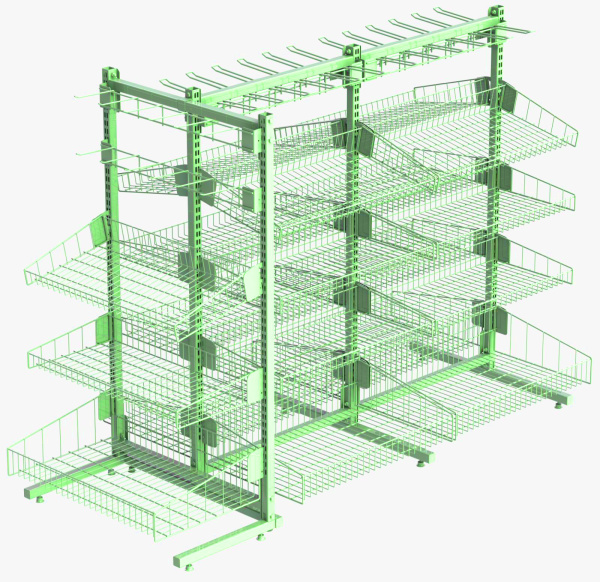 00_НАБОР Стеллаж прикассовый двухсторонний+торцевой 1780х700мм, h 1780мм зелёный