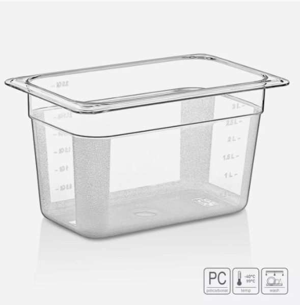 01_Гастроёмкость из поликарбоната 265х162х150 мм прозрачная