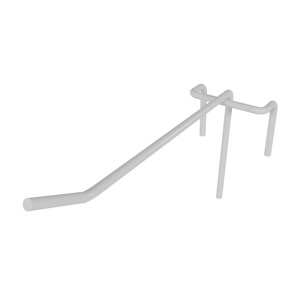 01_Крючок на сетку (решетку) одинарный 100мм, RAL9016 Белый, d4, шаг 50