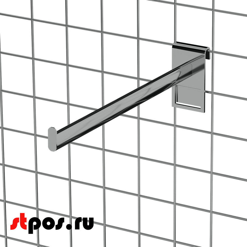 02_Кронштейн на сетку горизонтальный с ограничителем 300мм, хром