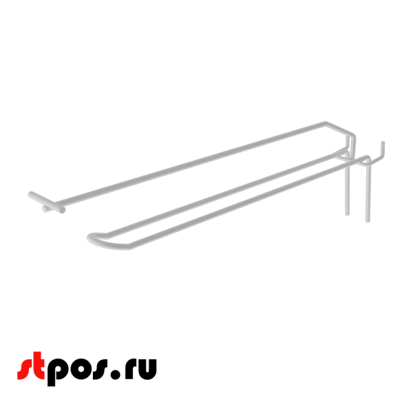 00_Крючок для экономпанели язычковый 275 мм с ценникодержателем, RAL9003, Белый