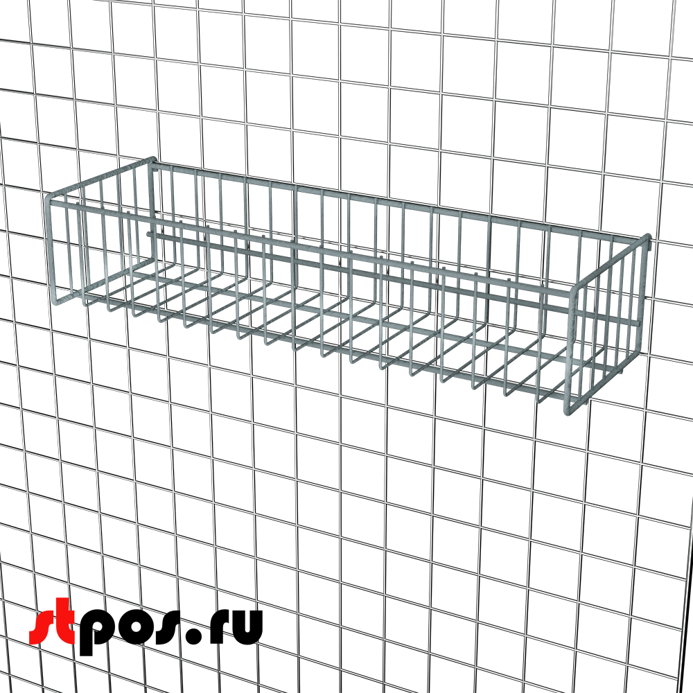 02_Корзина сетчатая на решетку 150х500 мм, h 100 мм Нордика RAL 7016 Шагрень