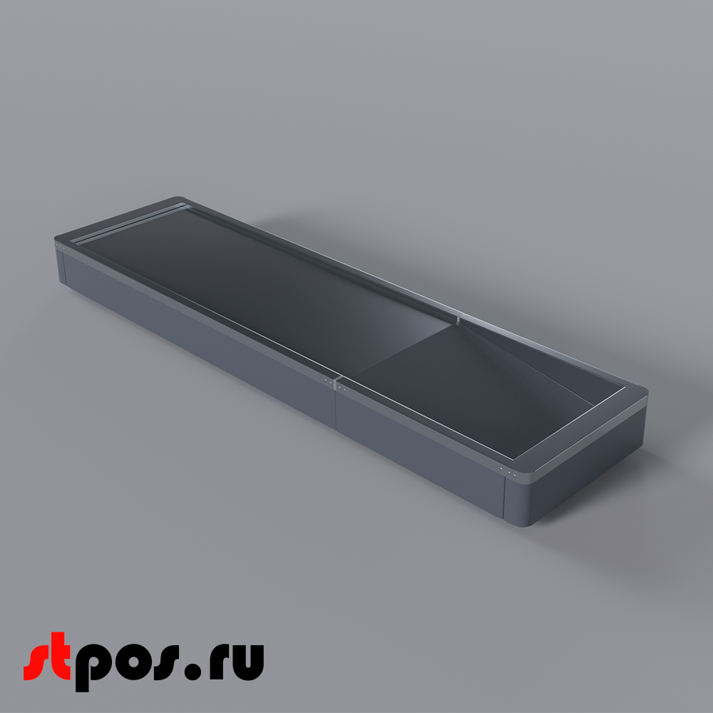 02_Рабочая поверхность для КБ МИНИМАРКЕТ ECO, узкий накопитель, длина 1500мм, МЕТАЛЛ, RAL7016, Серый