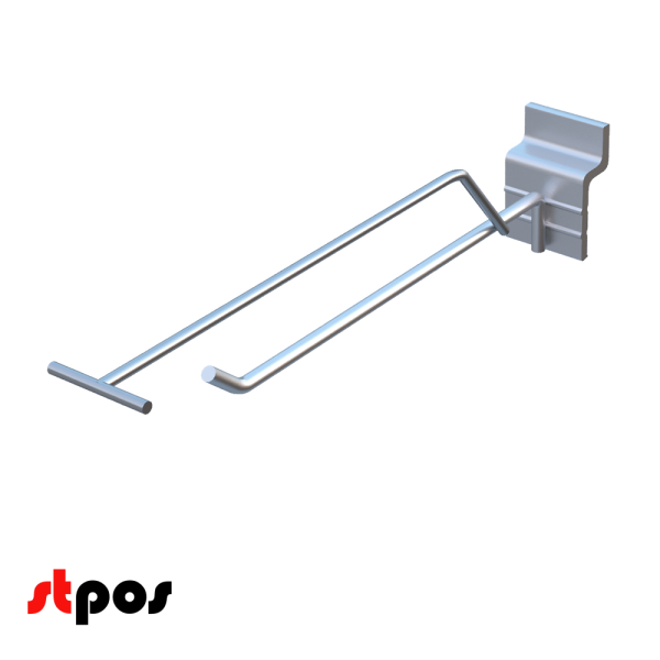 00_Крючок для экономпанели одинарный с ценникодержателем 150мм, d4d3, цинк-хром, BUDGET