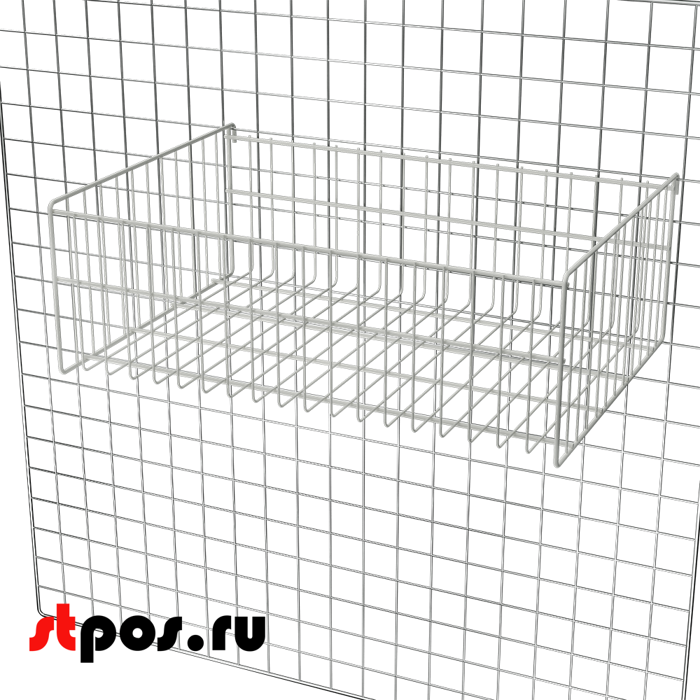 02_Корзина сетчатая на решетку 400х580 мм, h 200 мм Нордика RAL 9016