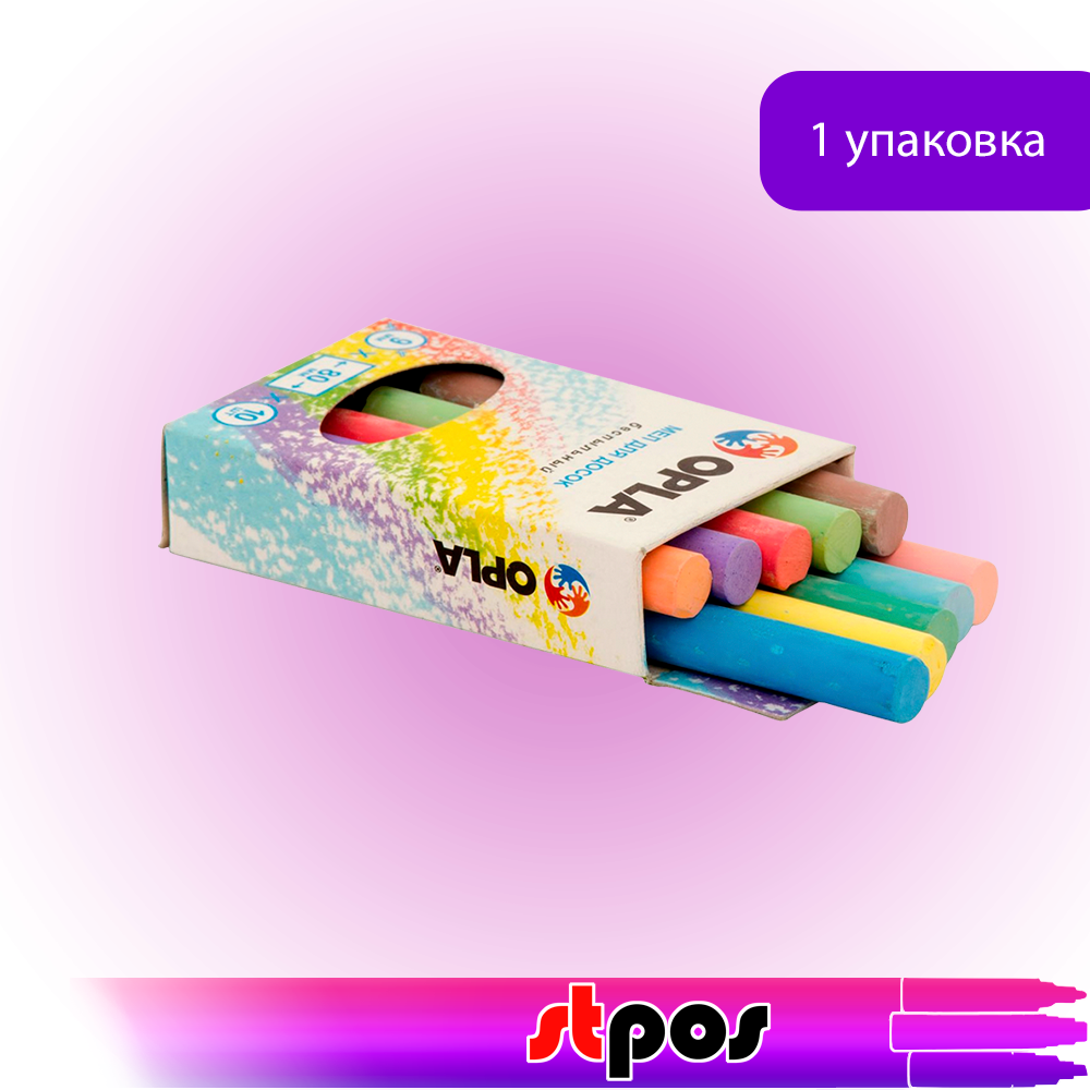 02_Мелки круглые средней жесткости 10 цветов OPLA 10 шт.