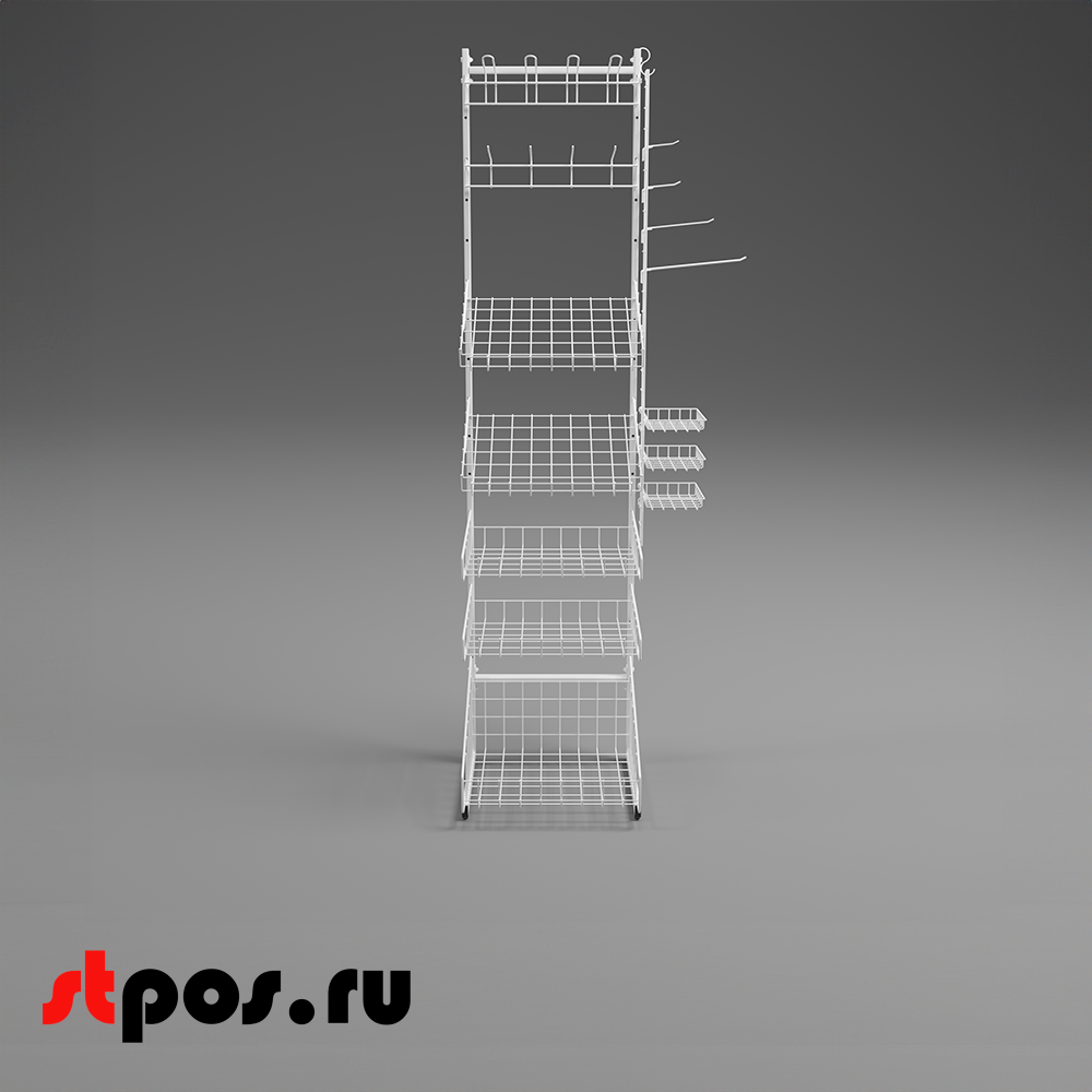 00_НАБОР Стойка ДЕМОНСТРАЦИОННАЯ прикассовая ОДНОСТОРОННЯЯ ширина h-1850мм, 440мм, RAL9016,Белый