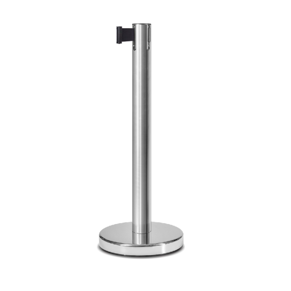 sk_Стойка ограждения с лентой 3м, высота столбика 910мм, ширина лента 47мм, CHROME black