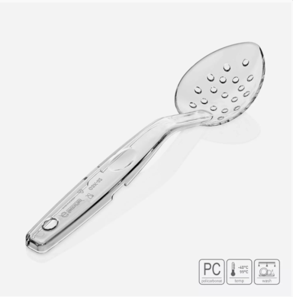 01_Ложка перфорированная 30 см (поликарбонат), Прозрачная