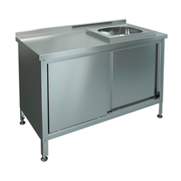 sk_Стол-тумба купе с мойкой, с бортом СТКМП-1-1000/600, 1000х600х865мм, нержавеющая сталь