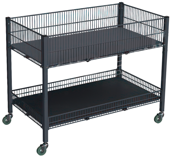 sk_Стол для распродаж мобильный 2-х ярусный 1200х670 мм, h 850 мм, Муар, RAL7024 Серый, спец.цвет