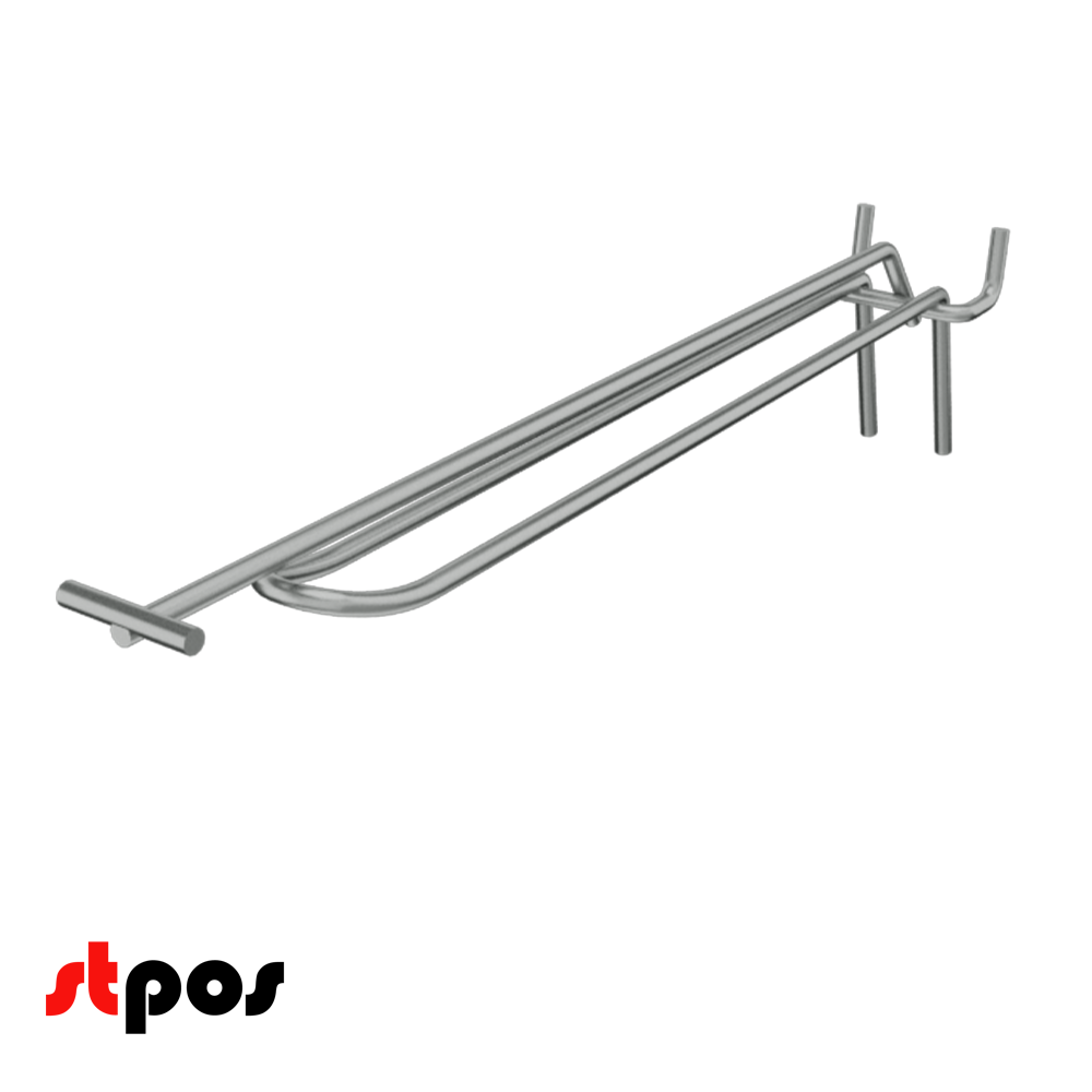 02_Крючок для перфорации двойной с ценникодержателем 300мм, цинк-хром, d4d4, шаг 45