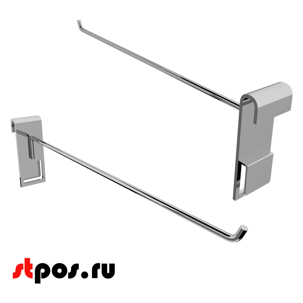 00_Крючок на решетку (сетку) 300мм, d6мм, крепление пластина, хром