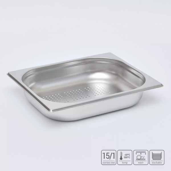 01_Гастроёмкость перфорированная из нержавеющей стали 325х265х65 мм (GN1_2 h65), 3,3 л