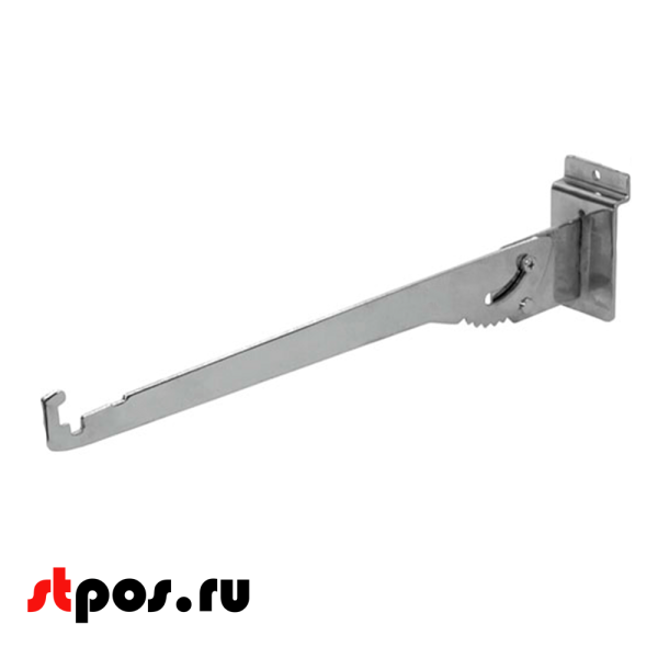 00_Полкодержатель для экономпанели прямой для стеклянной полки регулируемый 300мм,  516 K=08, хром