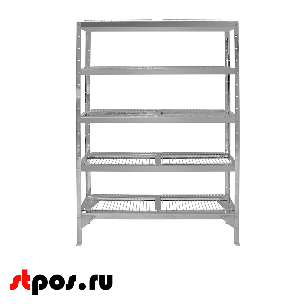 02_Стеллаж с полками решетчатыми для стаканов и инвентаря СР-1,8х12-5, оцинкованная сталь