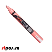 Маркер меловой Uni Chalk PWE-5M 1,8-2,5 мм овальный, Красный металлик