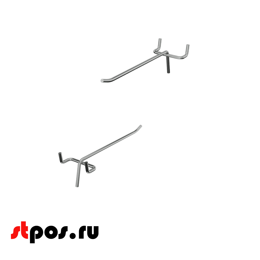 02_Крючок для перфорации одинарный 150мм, хром, d4.8мм, шаг 45мм