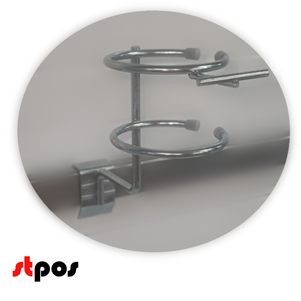 00_Держатель для фена с ценникодержателем на штангу 30х15 мм, Цинк-хром