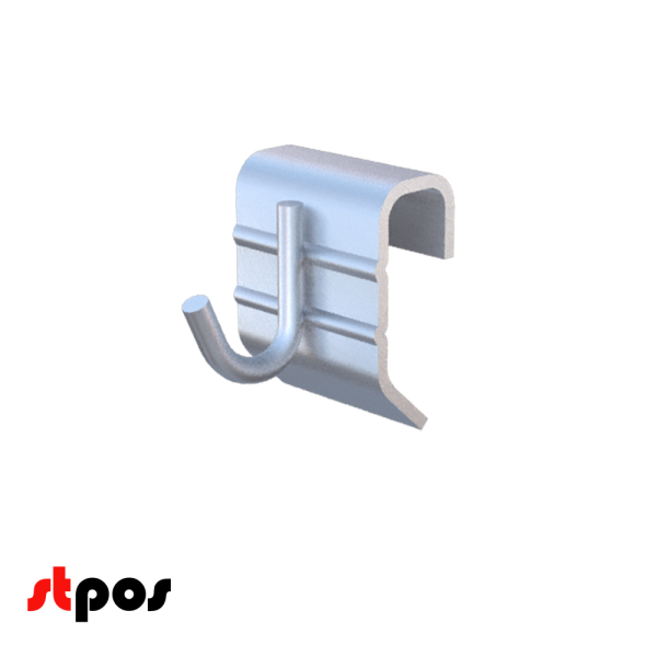 00_Крючок-зацеп на штангу 30х15 (профиль) для подвешивания бытовой техники, Цинк-хром, 25мм, d4мм