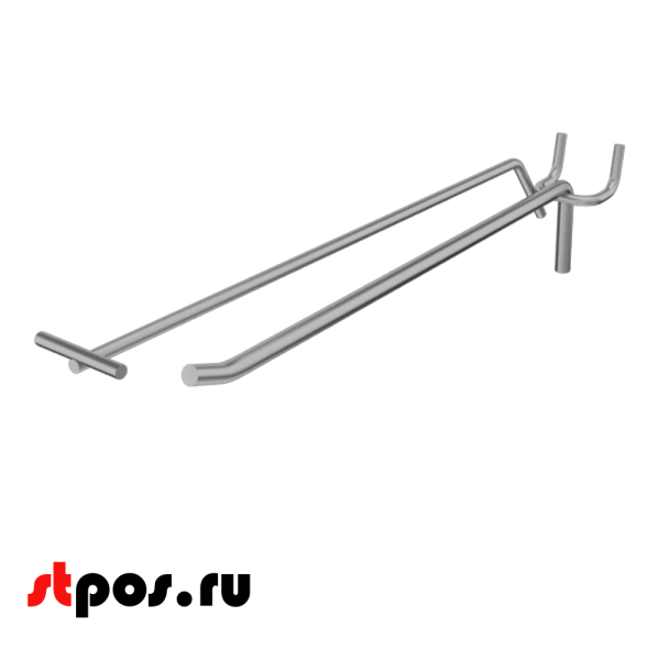 02_Крючок для перфорации одинарный с ценникодержателем 300мм, d6мм, хром, шаг 25