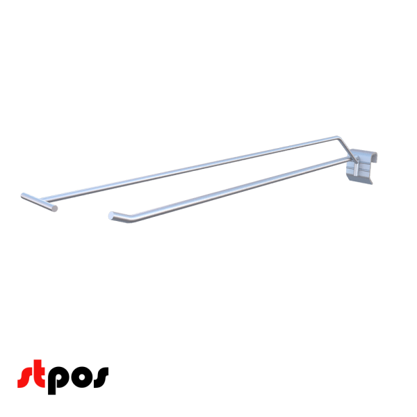 00_Крючок для штанги 30х15 (профиль) одинарный 400мм с ценником, покрытие цинк-хром, d6 d4