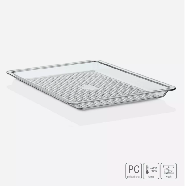 01_Поднос прямоугольный 325х265х22 мм (GN 1_2 h22), поликарбонат, Прозрачный
