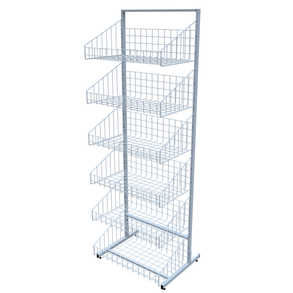 sk_Стойка торговая универсальная 1850x640мм (6 корзин ПК.П.06) 640мм (сварная рама), RAL9016, Белый