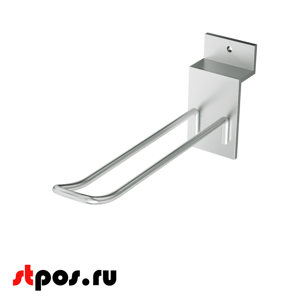 00_Крючок для экономпанели двойной, 150мм, d4, Хром