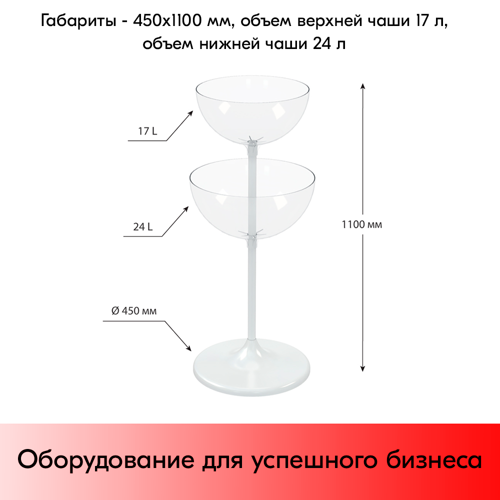05_Дисплей UNIBOWL-TOWER (1100(203+230)х450(407+460)мм), 24 л и 17 л, Белый