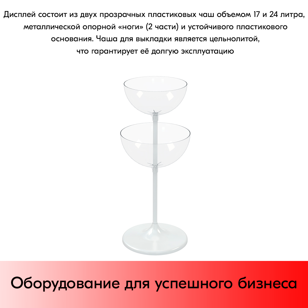 09_Дисплей UNIBOWL-TOWER (1100(203+230)х450(407+460)мм), 24 л и 17 л, Белый