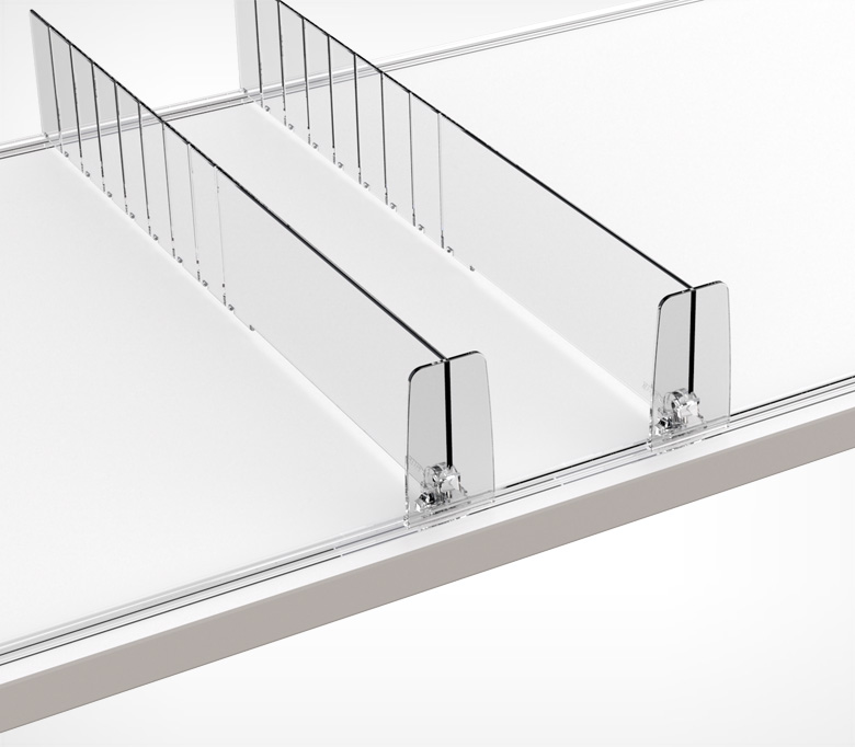 03_Разделитель пластиковый высотой 60мм с передним ограничителем 60мм DIV60-ВT60 285-485мм, Прозрачный