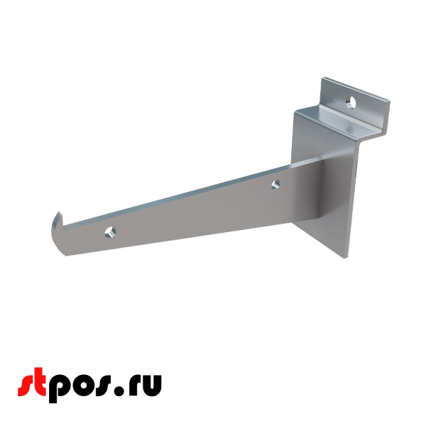 00_Полкодержатель для экономпанели прямой для стеклянной полки (2 отверстия на крючке) 300мм хром