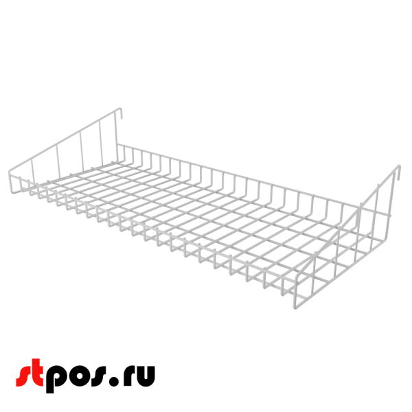 00_Полка торцевая прямая для мобильного острова др 700х250х80 (Магазин на паллете), RAL9003 Белый
