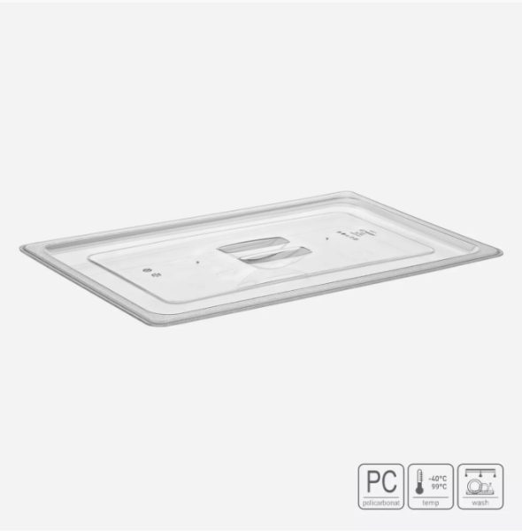 01_Крышка для гастроёмкости из поликарбоната 530х325 с ручкой, прозрачная
