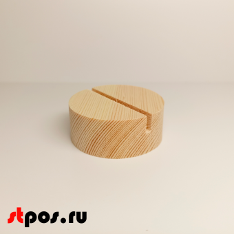 00_Держатель ценника деревянный, круглый, диаметр 40мм, высота 19 мм, горизонтальный, светлого цвета
