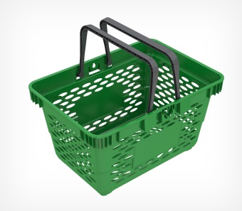 1_Корзина покупательская пластиковая с 2 пластиковыми ручками CLASSIK 20л, Зеленый