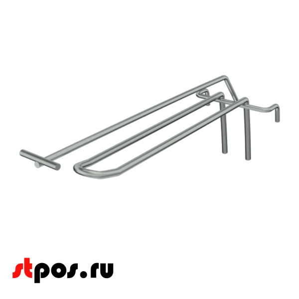02_Крючок на решетку (сетку) двойной с ценникодержателем 200 мм, покрытие цинк-хром, диаметры крючка и ценникодержателя 4 мм, шаг 70 мм