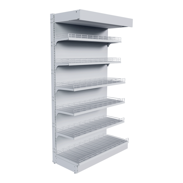 sk_НАБОР стеллаж 25 70 ГЛУХОЙ пристенный 2250х1250х500 6 полок, ограничители, разделители, ценникод