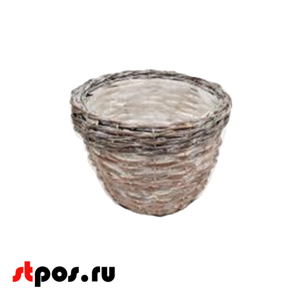 00_Корзина плетенная из натуральной ивовой лозы, без ручки, внутри пленка 270х200 мм, Светлый