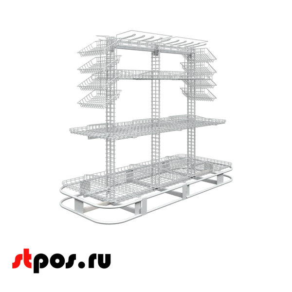00_Прикассовый сетчатый модуль 600+600мм островной, RAL9016 Транспортный белый