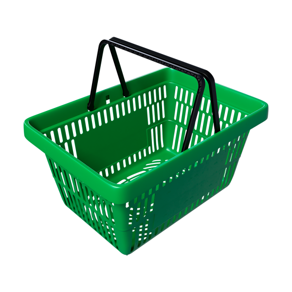 sk_Корзина покупательская пластиковая с 2 ручками, 20 л, УСИЛЕННАЯ, Зеленый