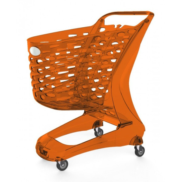 1_Тележка покупательская 80 литров без детского сиденья, ПЛАСТИКОВАЯ MINI Basic 80, Оранжевый