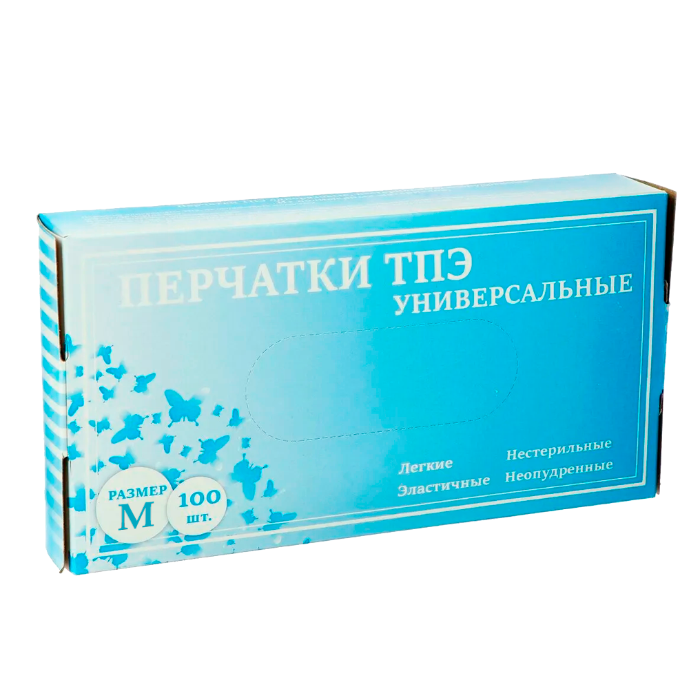 01_Перчатки из термоэластопласта, неопудренные, М, 100 шт.уп., 10 уп.кор.