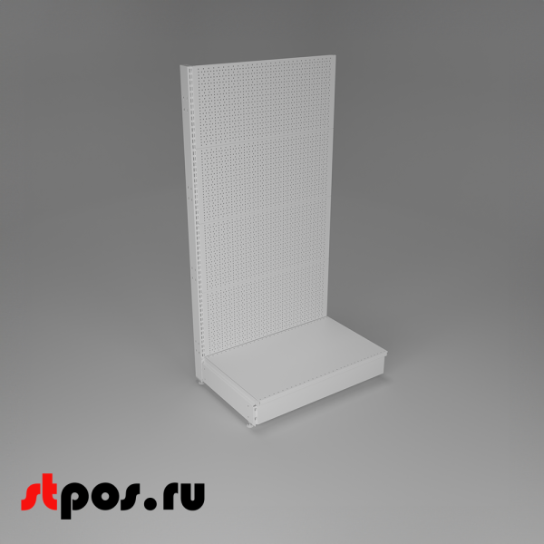 00_НАБОР Стеллаж 25 70 ПЕРФОРИРОВАННЫЙ пристенный1550х800хо500, 1 полка + плинтус, RAL9016, Белый