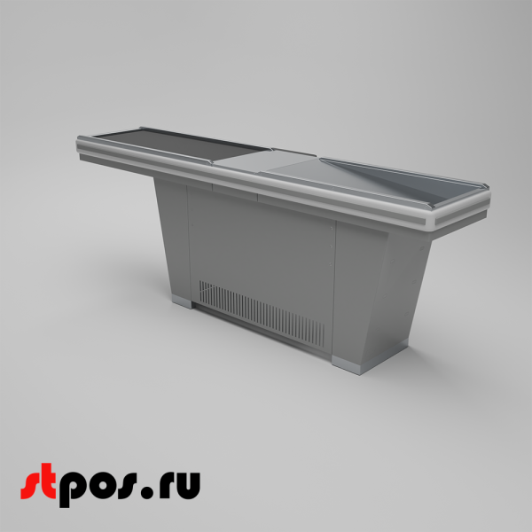 00_Кассовый бокс Stream-L-260S-Т150 (тр-р 150см,ш_нерж.,б_выр_,уз_нак.), RAL9022, Серый, Правый