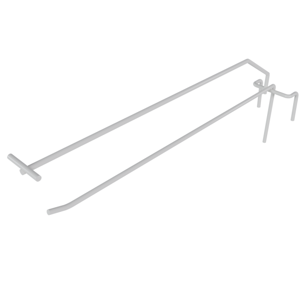 sk_Крючок на сетку (решетку) одинарный с ценникодержателем 275мм, d4/d4, шаг 50мм, RAL9016 Белый