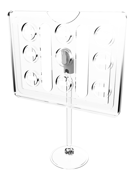 sk_Рамка ТЕХНО А7 прозрачная, прозрачный держатель TECHNO ROUND BASE-VL 50мм, ножка 100мм