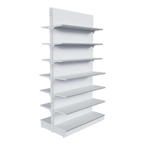 stpos_НАБОР стеллаж 25 70 ГЛУХОЙ островной 2600х1330х400 14 полок, ценникодержатели