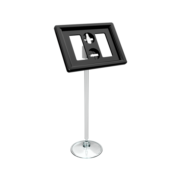 sk_Рамка ТЕХНО А8 черная, прозрачный держатель TECHNO ROUND BASE-VL 50мм, ножка 100мм